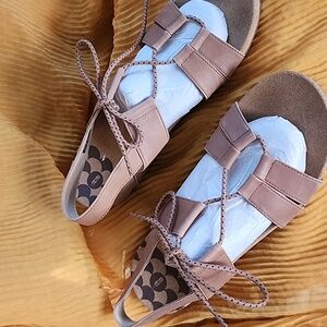 Revitalign Orthotic Leather Lace-Up Sandals - Adele brown leather Sz 11
